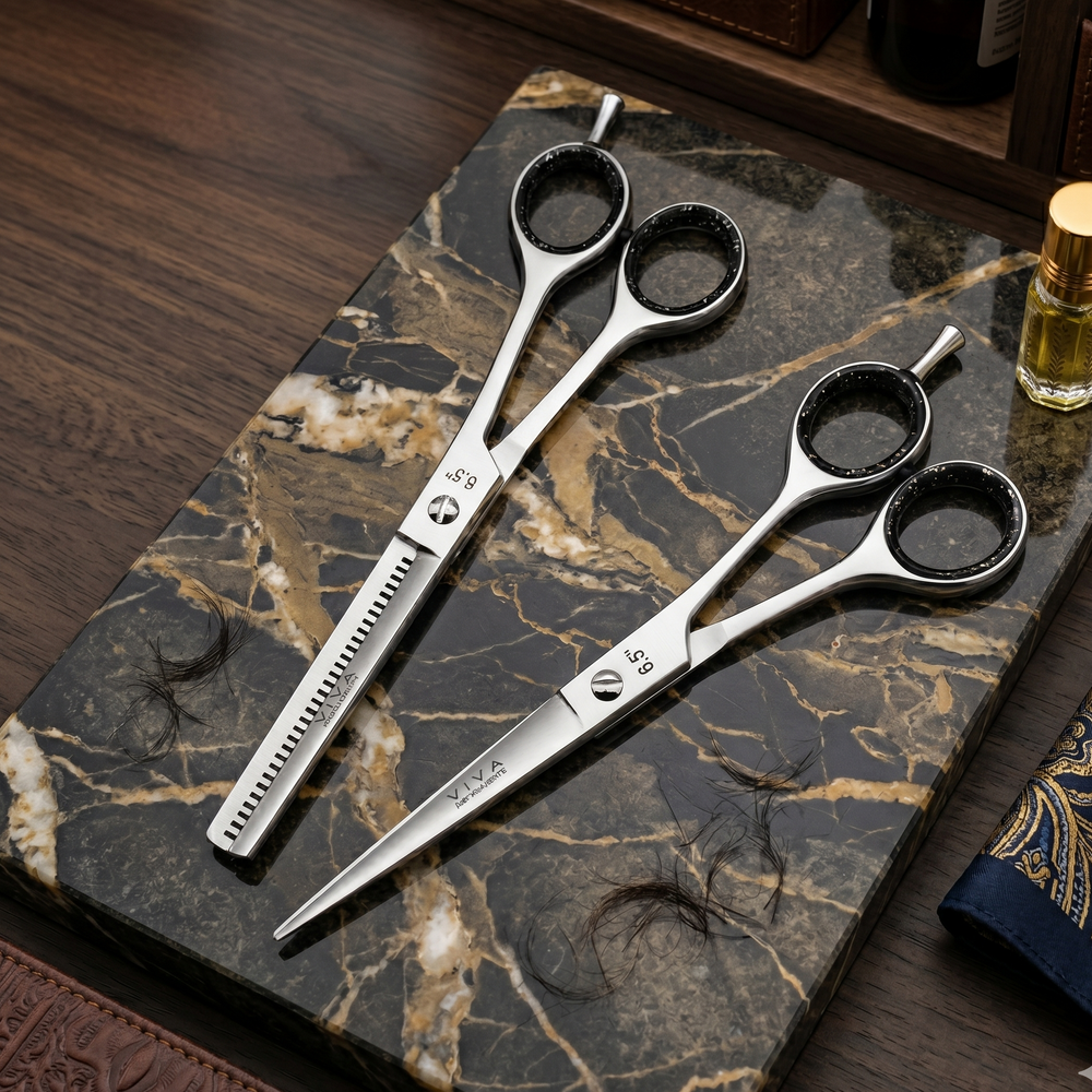 Viva Haircut & Thinning Scissors Set - Silver 6.5 Inch