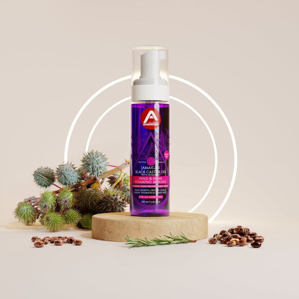 Allored Professional Jamaican Black Castor Oil & Rosemary Foaming Mousse with Lightweight Hold for Curly, Coily & Wavy Hair — 200 ml