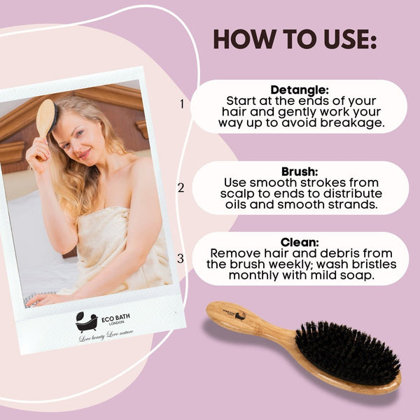 Eco Bath Bamboo Hair Brush with Boar Bristles