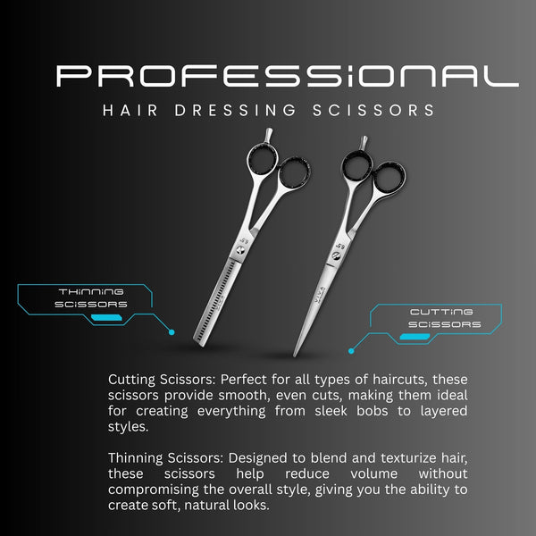 Viva Haircut & Thinning Scissors Set - Silver 6.5 Inch
