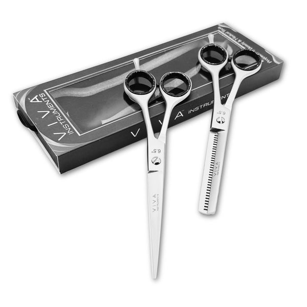 Viva Haircut & Thinning Scissors Set - Silver 6.5 Inch