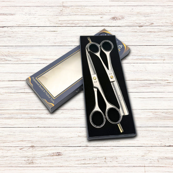 Viva Haircut & Thinning Scissors Set - Silver 6.5 Inch