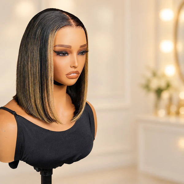 Chic Luxe Hair original style photograph on a neutral dressing-room background.