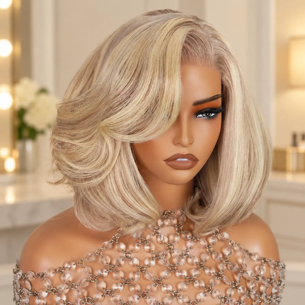 Chic Luxe Hair original style photograph on a neutral dressing-room background.