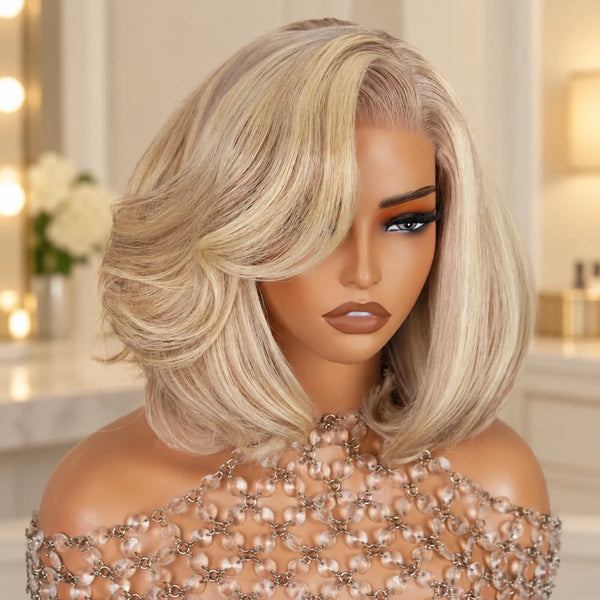 Chic Luxe Hair original style photograph on a neutral dressing-room background.
