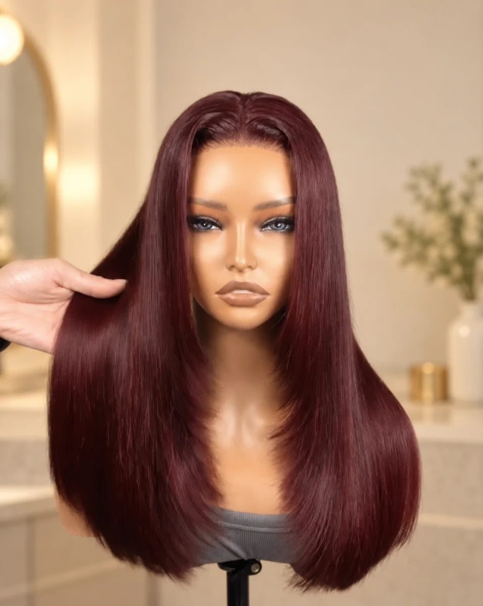 Chic Luxe Hair original style photograph on a neutral dressing-room background.