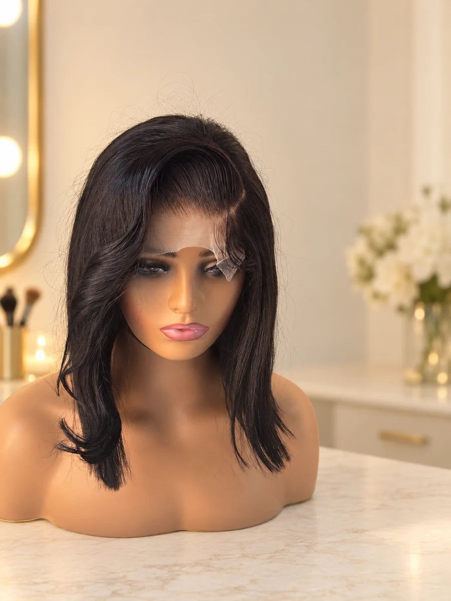 Chic Luxe Hair original style photograph on a neutral dressing-room background.