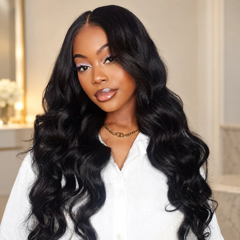 Chic Luxe Hair original style photograph on a neutral dressing-room background.