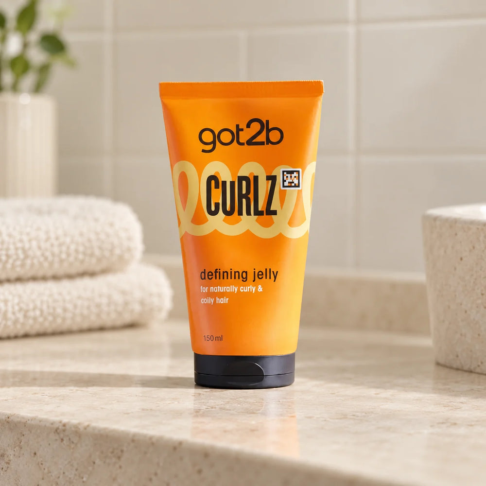 got2b Curlz Defining Jelly — 150 ml on a bathroom vanity.