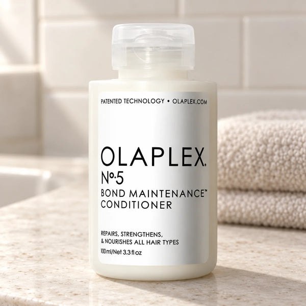 Olaplex No.5 Bond Maintenance Conditioner — 100 ml on a bathroom vanity.
