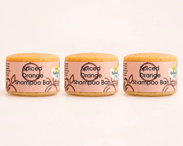 The Natural Spa Spiced Orange Shampoo — 3 × 70g Bars — 3 individually packaged bars