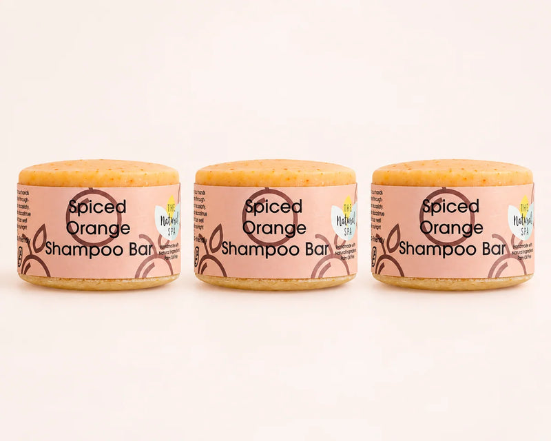 The Natural Spa Spiced Orange Shampoo — 3 × 70g Bars — 3 individually packaged bars