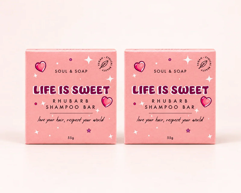 Soul & Soap Life Is Sweet Shampoo — 2 × 55g Bars — 2 individually packaged bars