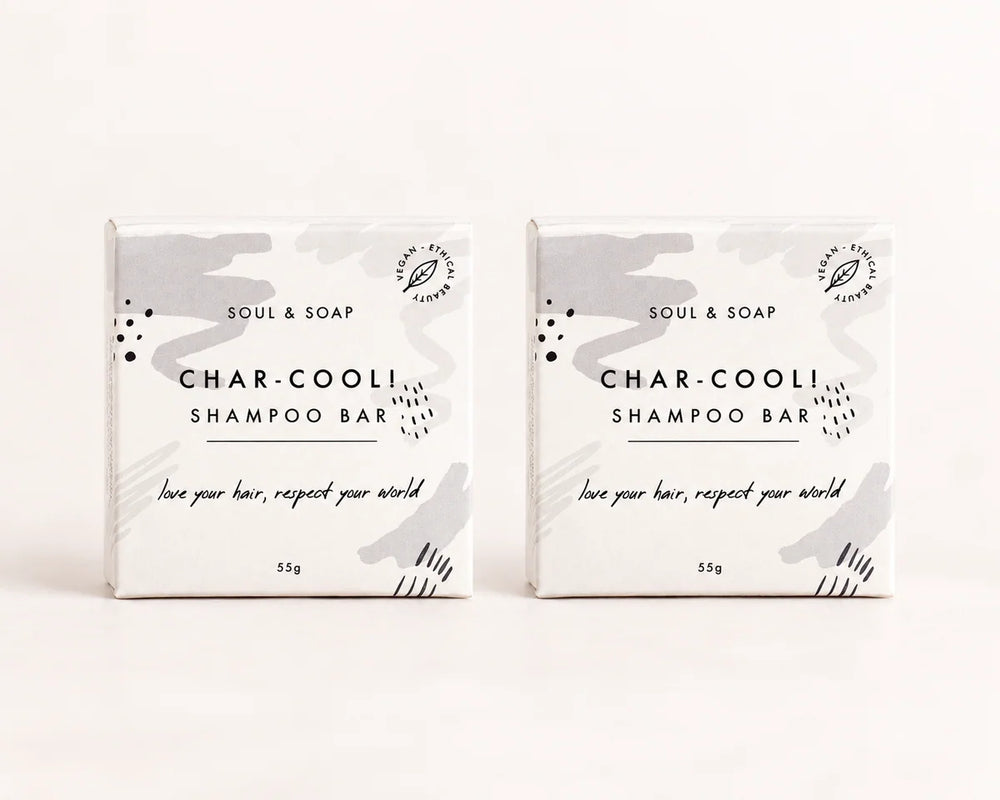 Soul & Soap Char-Cool Shampoo — 2 × 55g Bars — 2 individually packaged bars