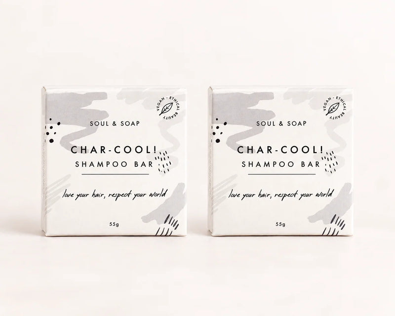 Soul & Soap Char-Cool Shampoo — 2 × 55g Bars — 2 individually packaged bars