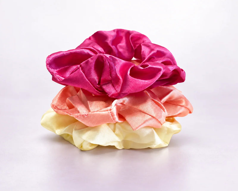 Satin Scrunchies – Pack of 3 — studio product photograph