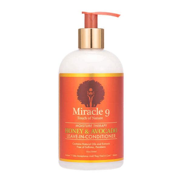 Miracle 9 Moisture Therapy Honey & Avocado Leave-In Conditioner Frizz-Free Hydration for Dry Hair — 12 oz