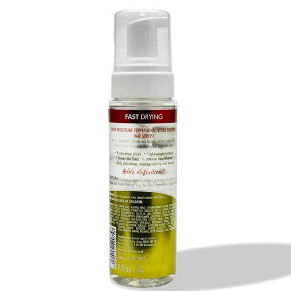 Olive Moisture Style Control Hair Mousse Strong Hold & Frizz Control — 7 oz